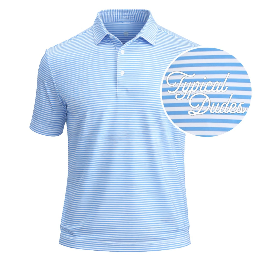 Light Blue Striped Golf Polo