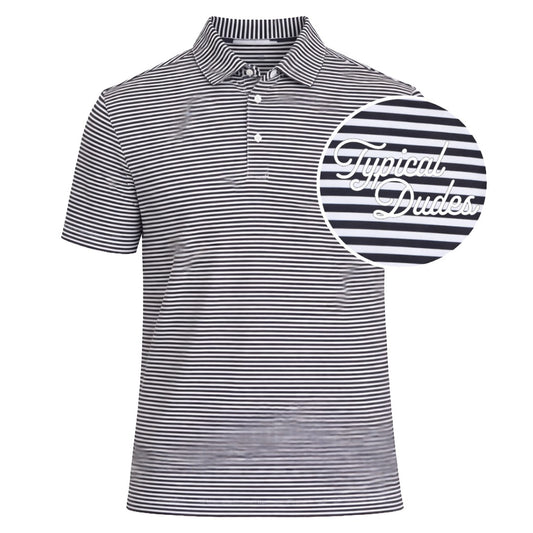 Black Striped Polo - Embroidere