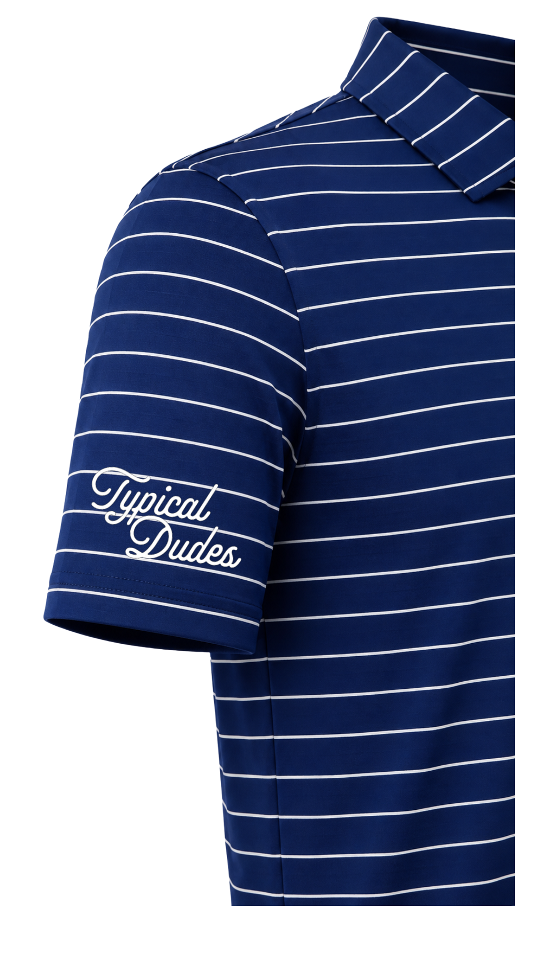 Navy Blue Striped Golf Polo